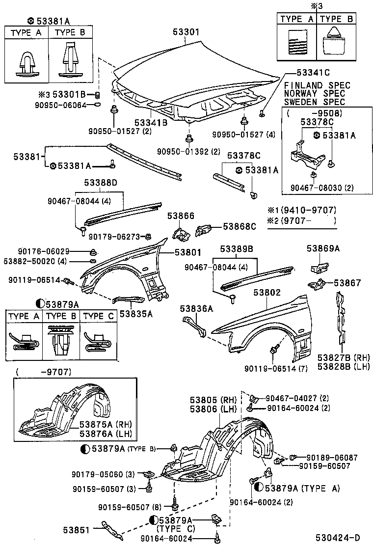  LS400 |  HOOD FRONT FENDER