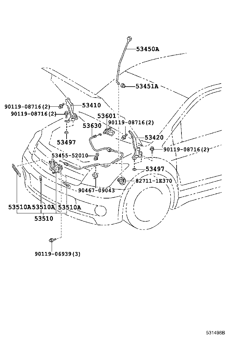  TOYOTA XA |  HOOD LOCK HINGE