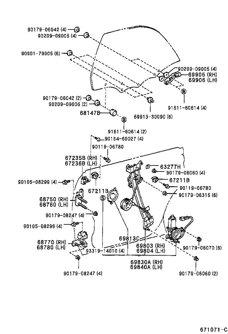  CROWN |  REAR DOOR WINDOW REGULATOR HINGE