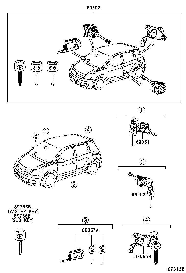  TOYOTA XA |  LOCK CYLINDER SET