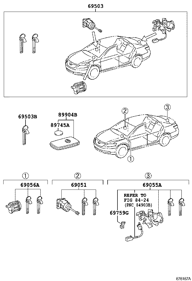  CAMRY AURION HV ARL |  LOCK CYLINDER SET