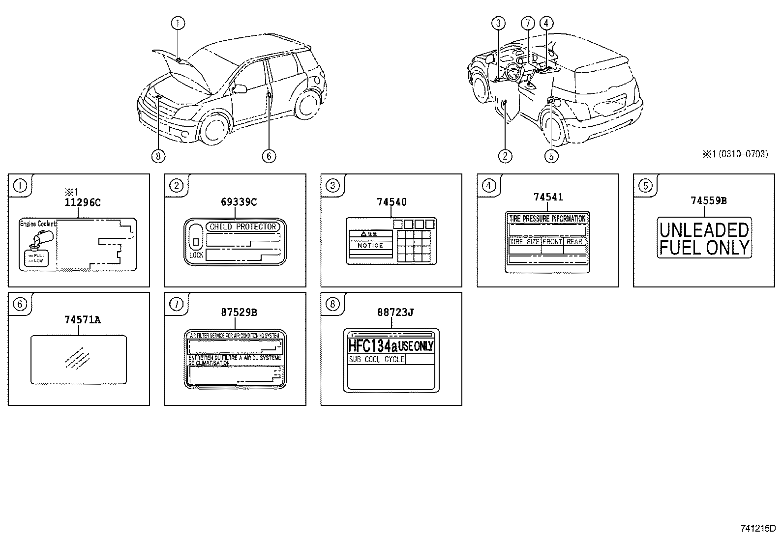  TOYOTA XA |  CAUTION PLATE EXTERIOR INTERIOR