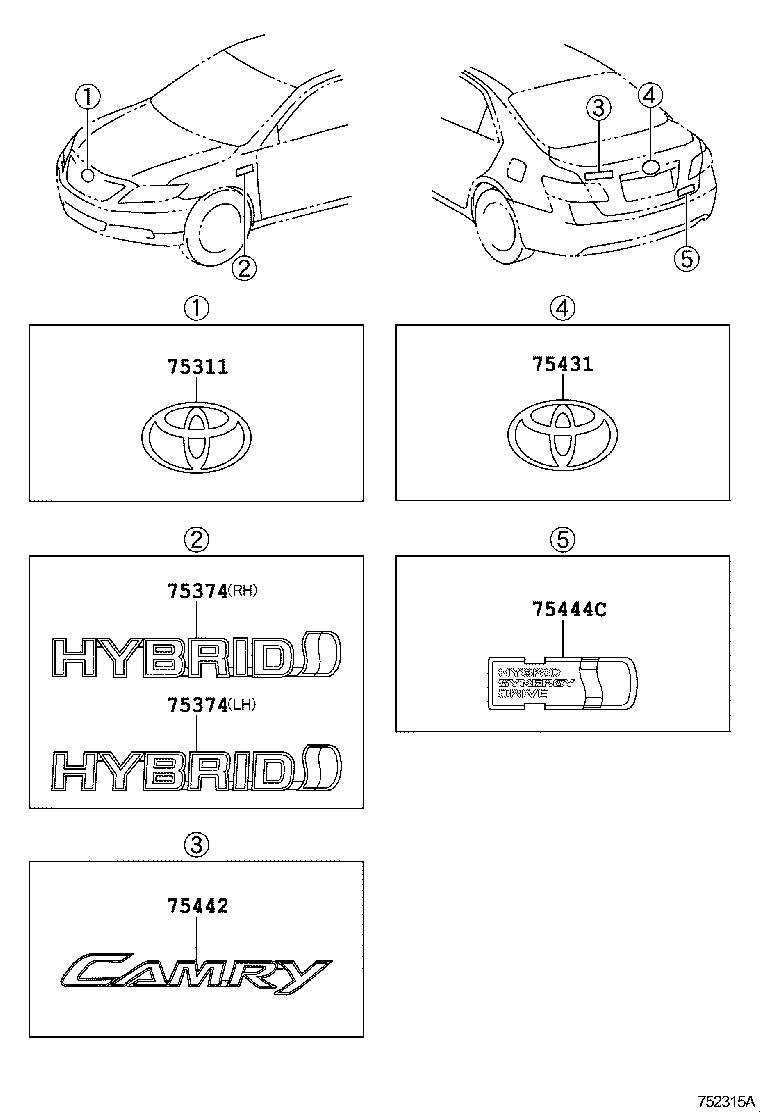  CAMRY AURION HV ARL |  EMBLEM NAME PLATE EXTERIOR INTERIOR