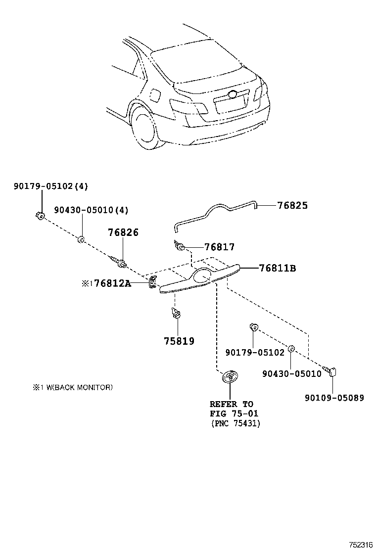  CAMRY AURION HV ARL |  REAR MOULDING