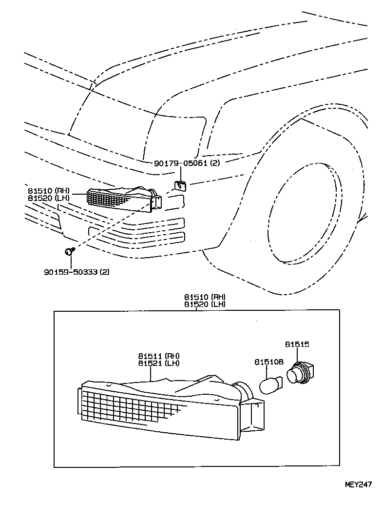  LS400 |  FRONT TURN SIGNAL LAMP