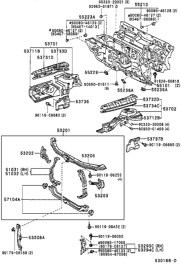  AVALON |  FRONT FENDER APRON DASH PANEL
