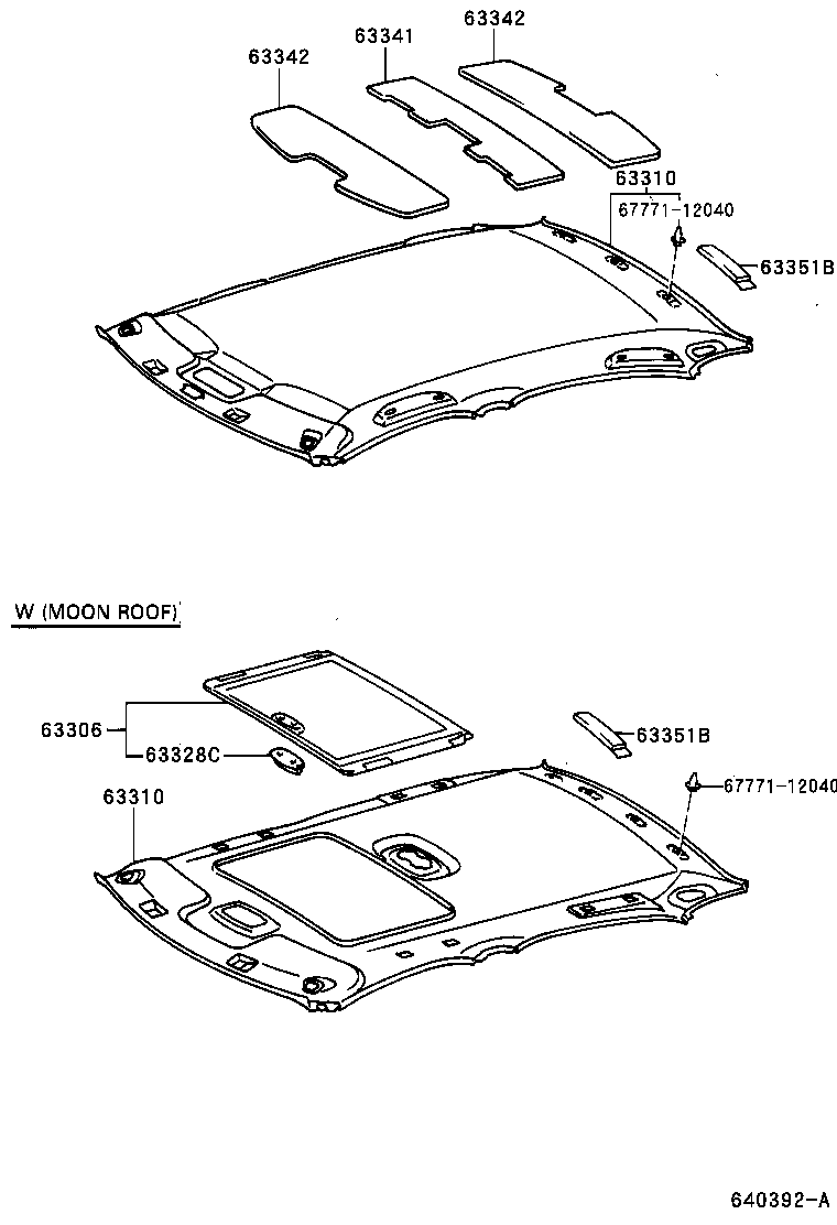  AVALON |  ROOF HEADLINING SILENCER PAD