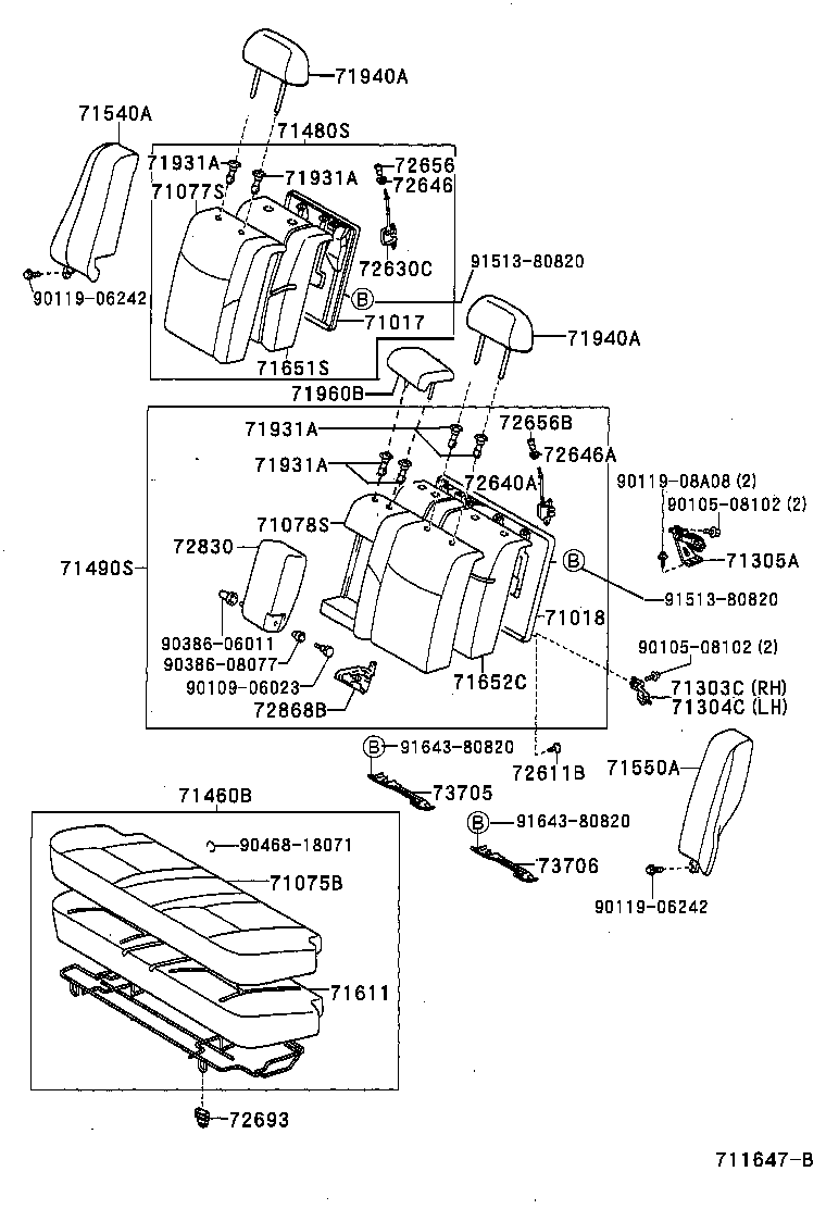  PRIUS |  REAR SEAT SEAT TRACK