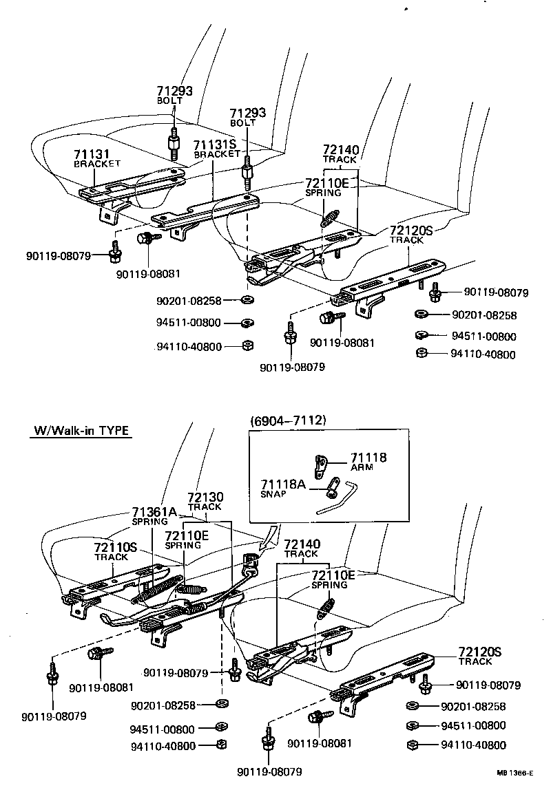  TOYOTA1000 |  FRONT SEAT SEAT TRACK