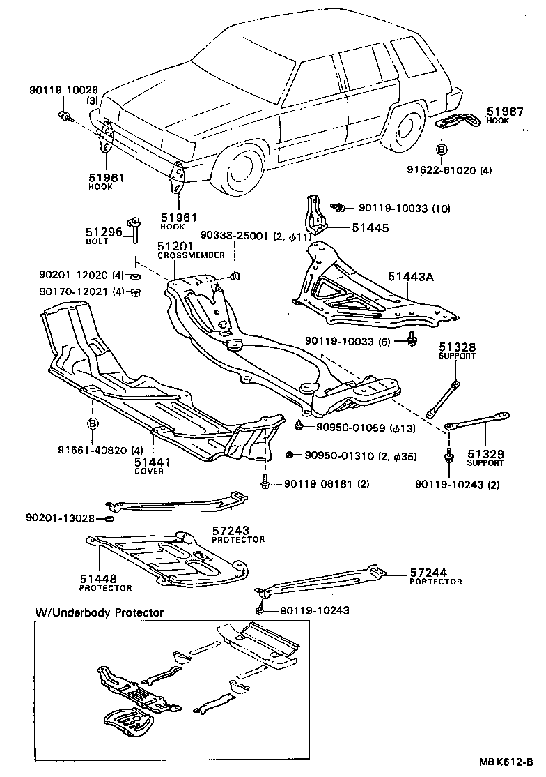  TERCEL |  SUSPENSION CROSSMEMBER UNDER COVER