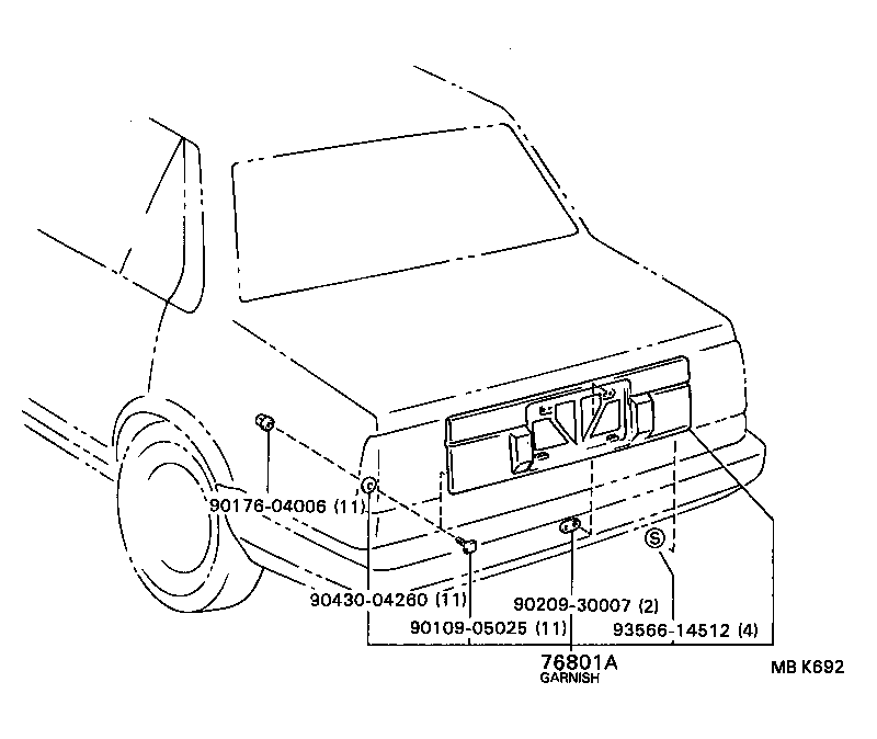  COROLLA SED LB |  REAR MOULDING