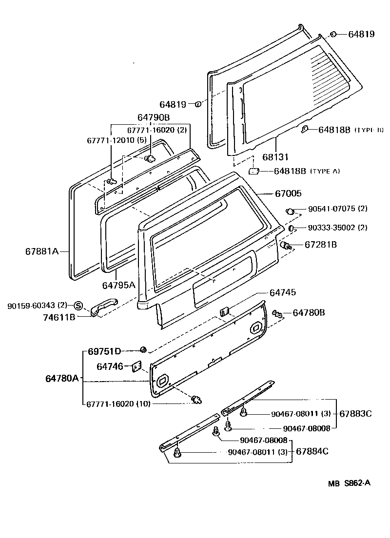  CROWN |  BACK DOOR PANEL GLASS