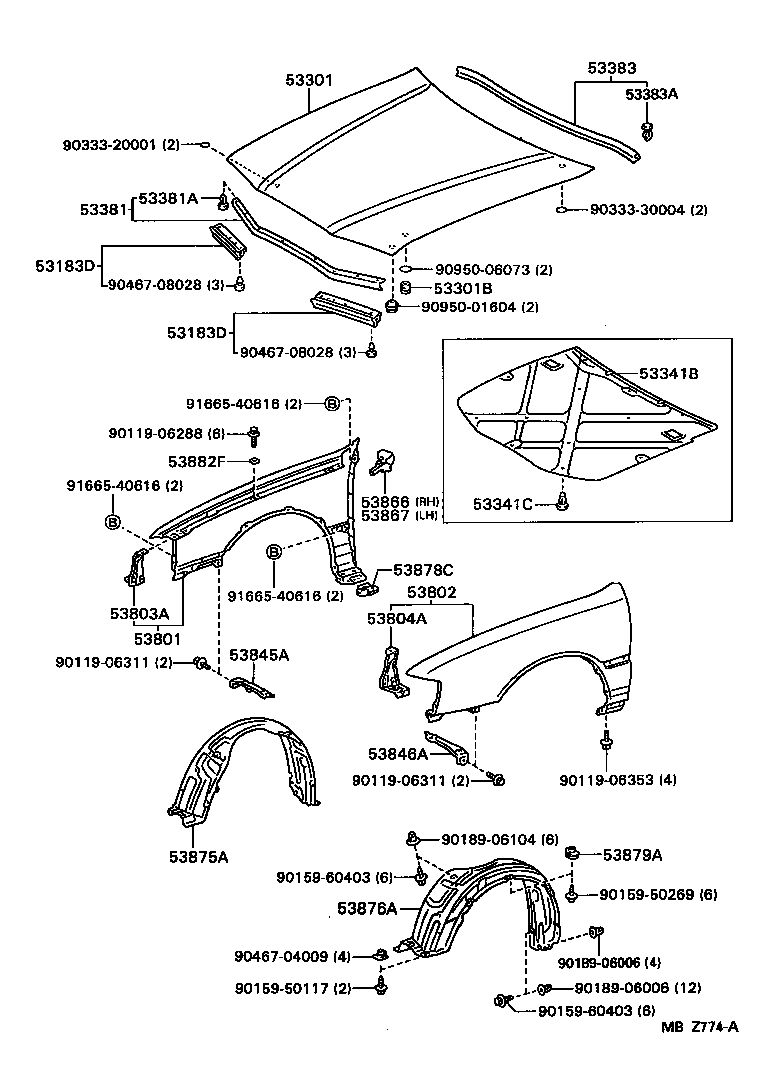  AVALON |  HOOD FRONT FENDER