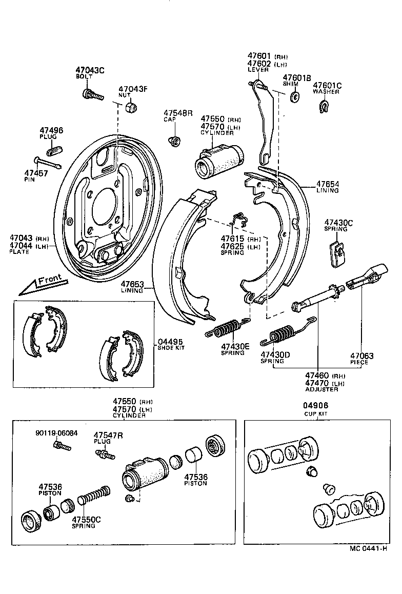  TOYOTA1000 |  REAR DRUM BRAKE WHEEL CYLINDER BACKING PLATE