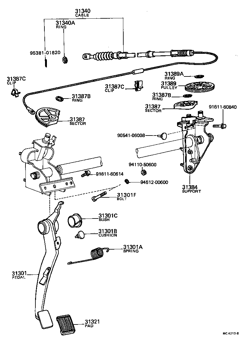  TOYOTA1000 |  CLUTCH PEDAL FLEXIBLE HOSE