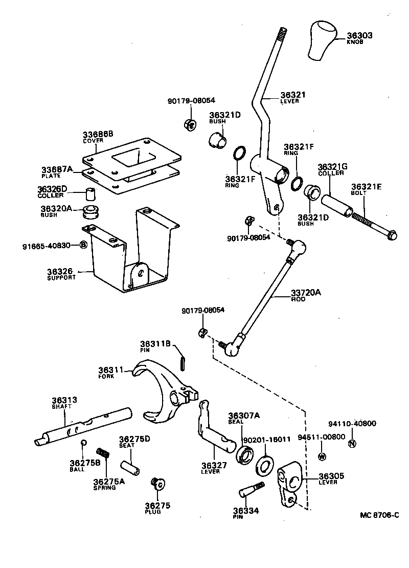  TERCEL |  TRANSFER LEVER SHIFT ROD