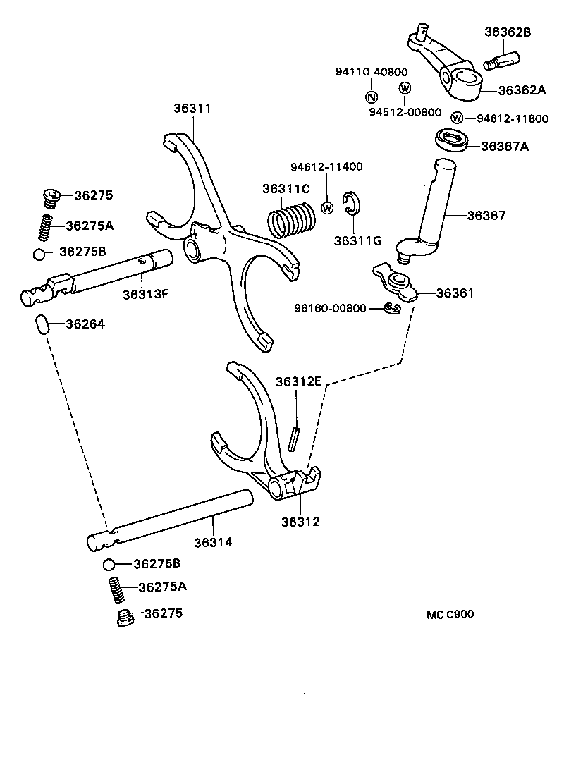  MODEL F |  TRANSFER LEVER SHIFT ROD