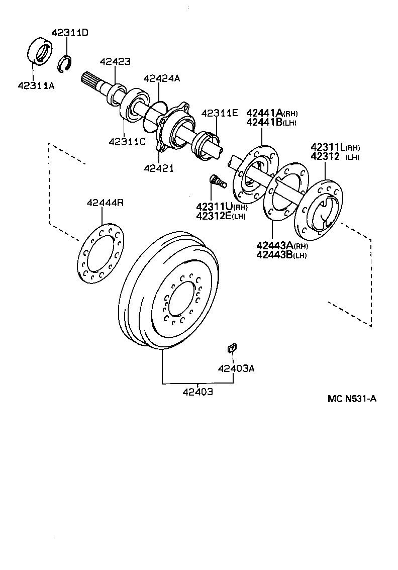  T100 |  REAR AXLE SHAFT HUB