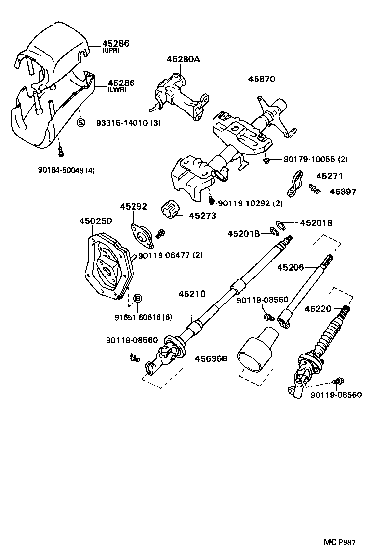  T100 |  STEERING COLUMN SHAFT