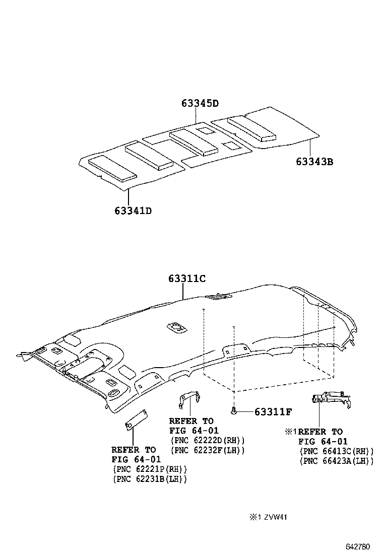  PRIUS A ALPHA |  ROOF HEADLINING SILENCER PAD