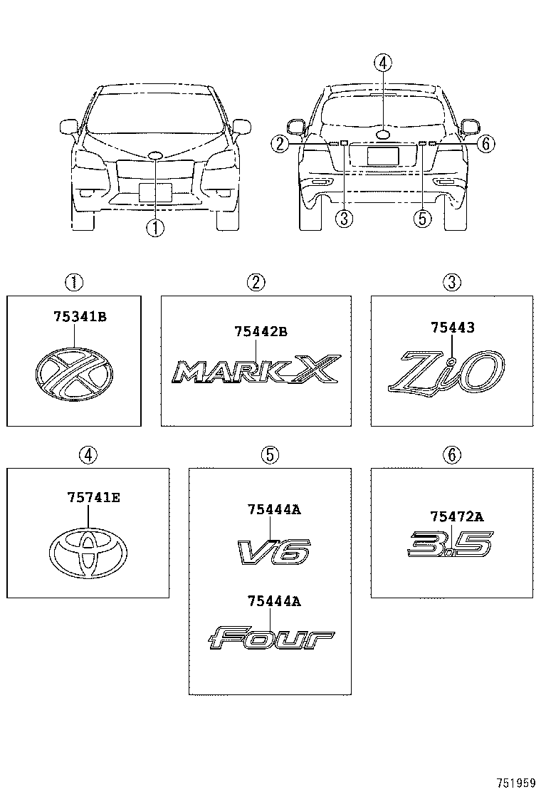  MARK X ZIO |  EMBLEM NAME PLATE EXTERIOR INTERIOR