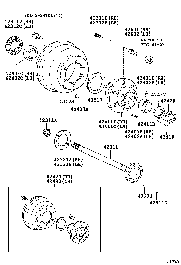  DYNA TOYOACE |  REAR AXLE SHAFT HUB