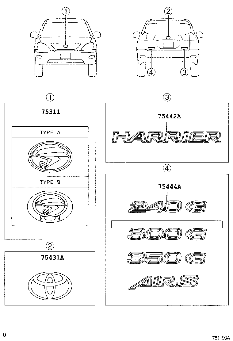  HARRIER |  EMBLEM NAME PLATE EXTERIOR INTERIOR