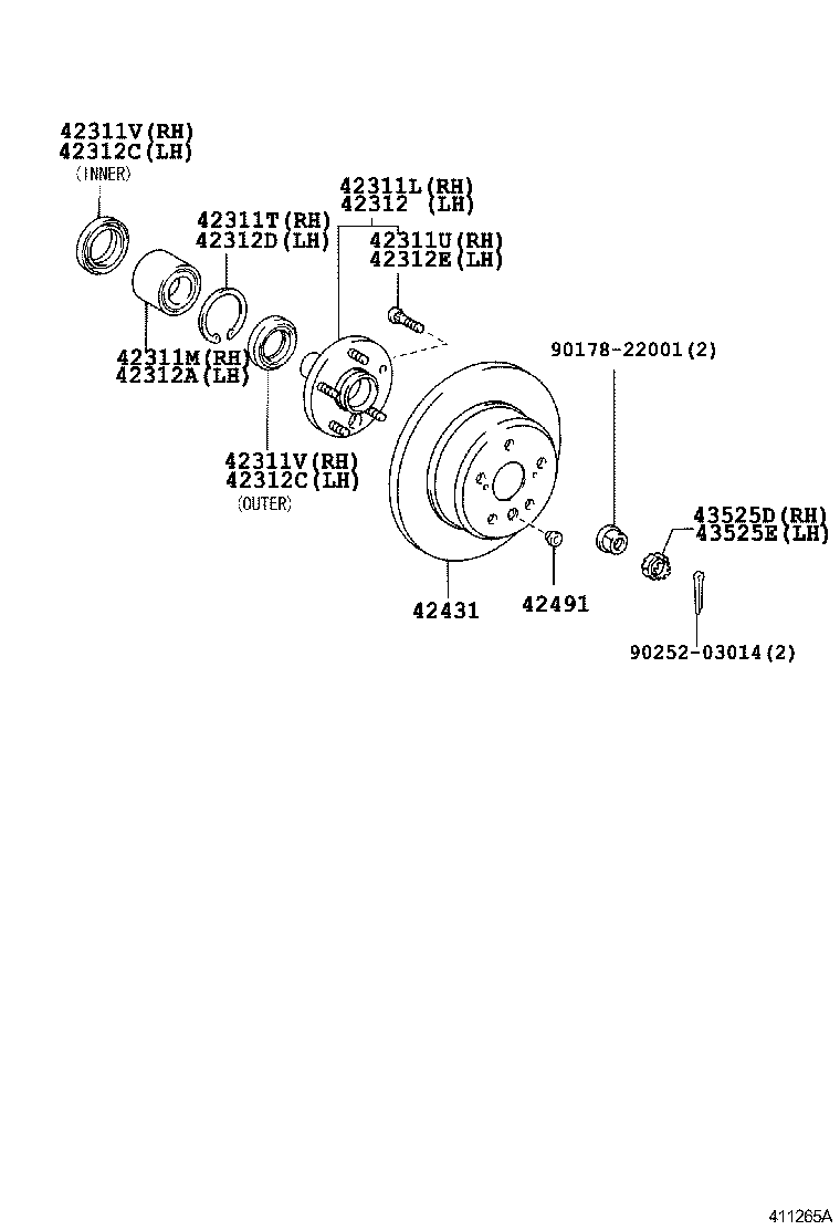  KLUGER L V |  REAR AXLE SHAFT HUB