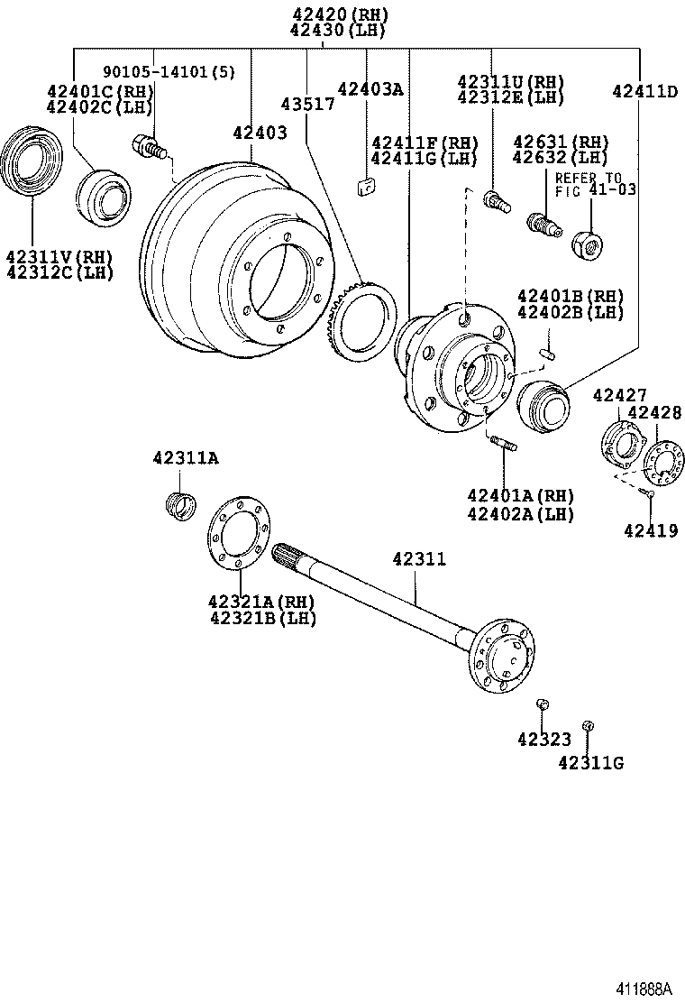  DYNA TOYOACE HV |  REAR AXLE SHAFT HUB