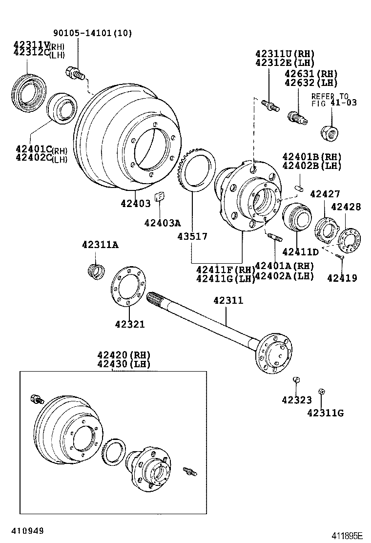  DYNA TOYOACE HV |  REAR AXLE SHAFT HUB