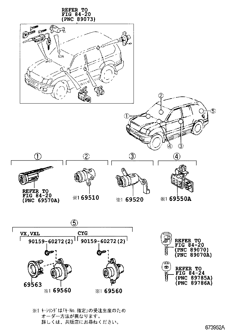  LAND CRUISER 100 |  LOCK CYLINDER SET