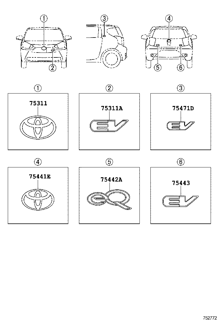 EQ EV |  EMBLEM NAME PLATE EXTERIOR INTERIOR