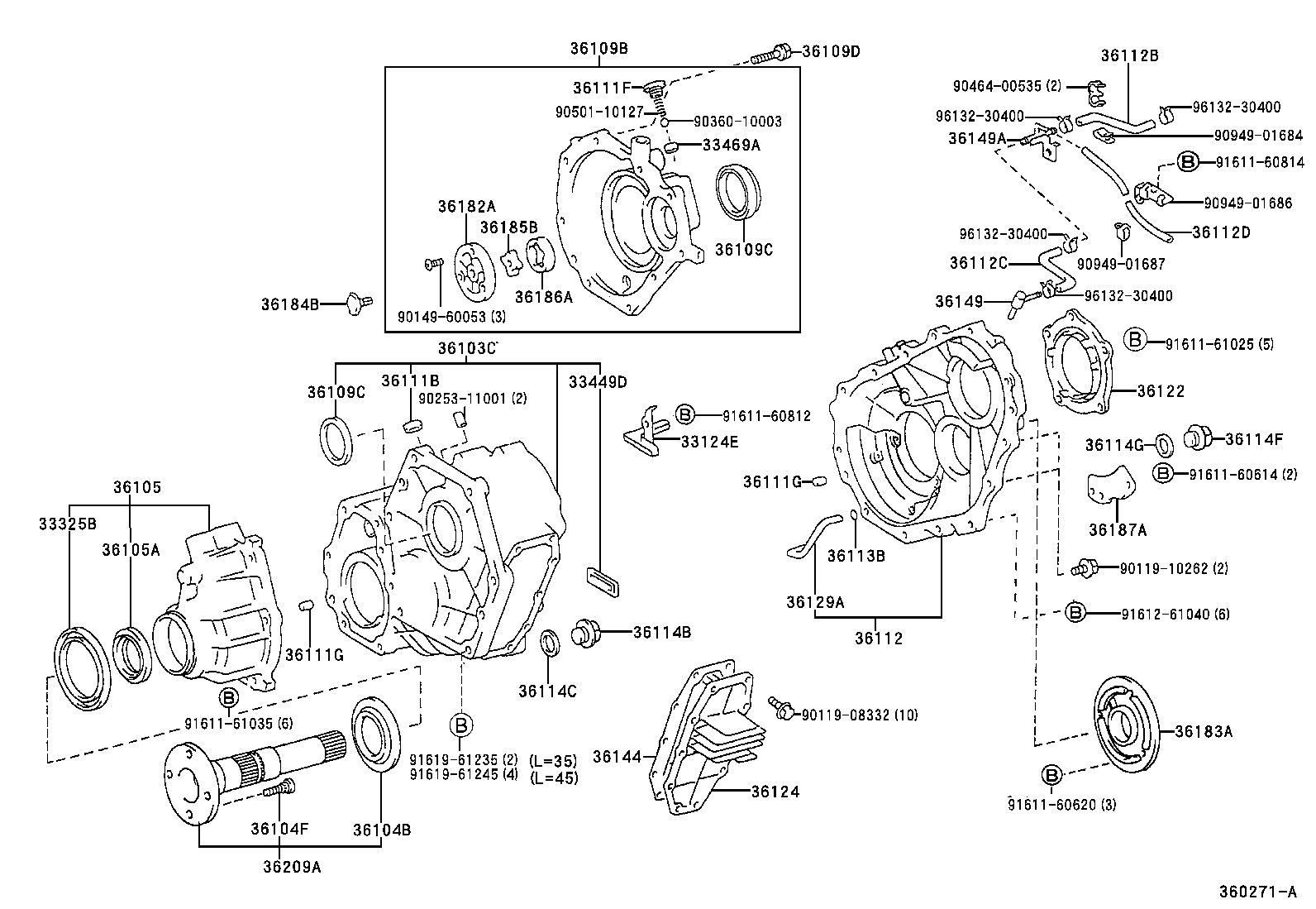  DYNA 200 TOYOACE G25 |  TRANSFER CASE EXTENSION HOUSING