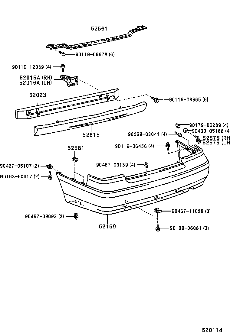  AVALON |  REAR BUMPER BUMPER STAY