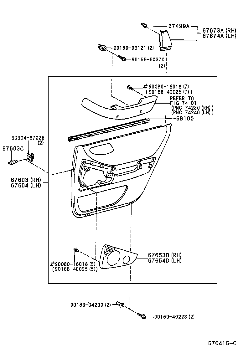  AVALON |  REAR DOOR PANEL GLASS