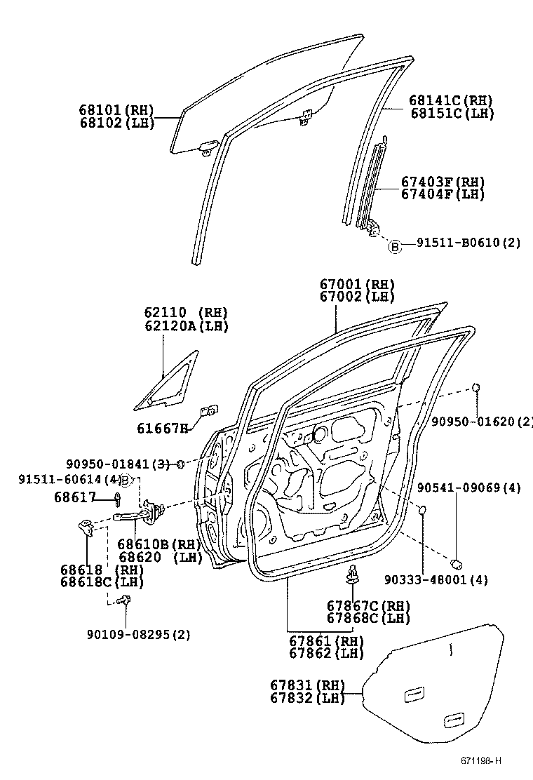  HARRIER |  FRONT DOOR PANEL GLASS