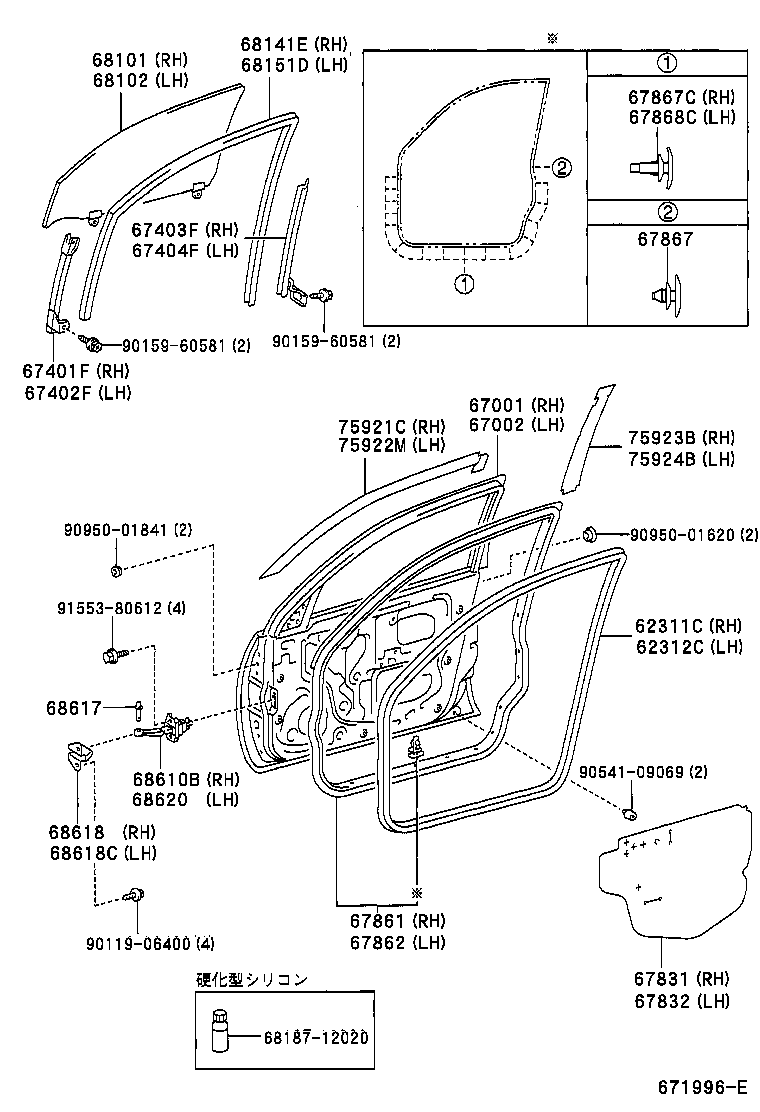  RAV4 J L |  FRONT DOOR PANEL GLASS