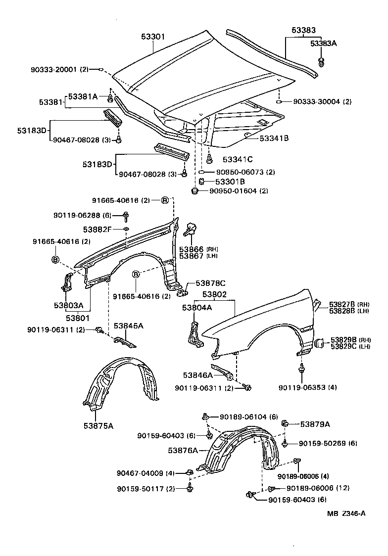  AVALON |  HOOD FRONT FENDER