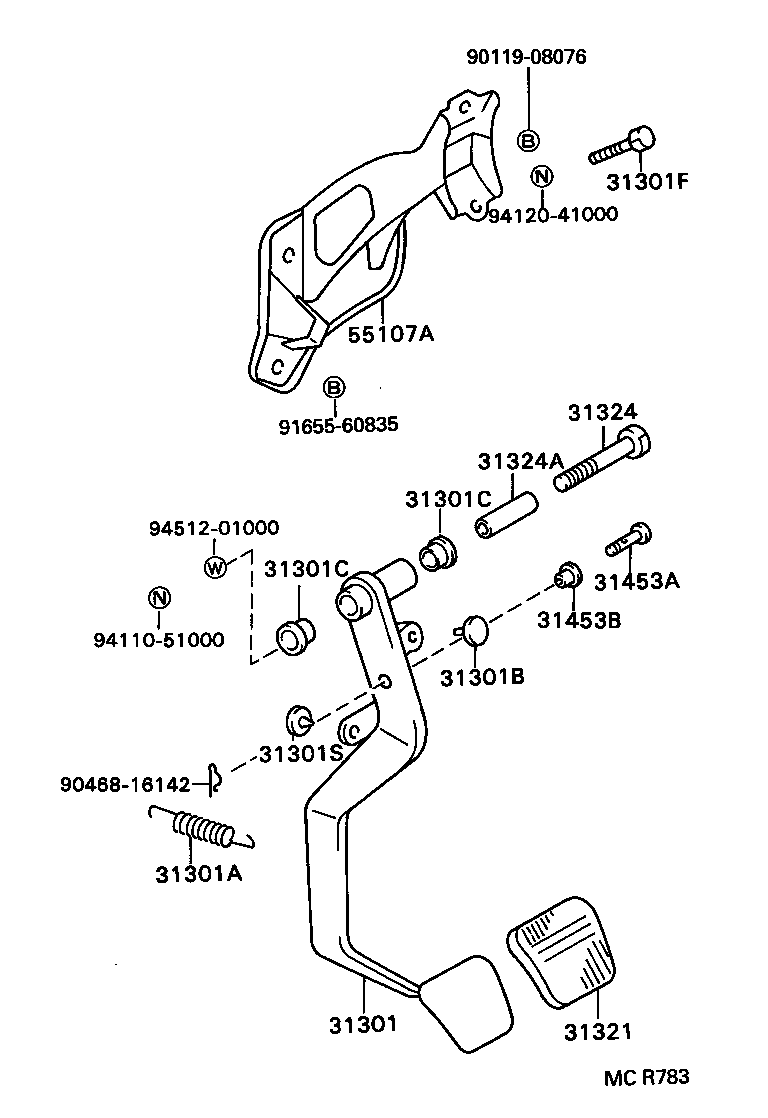  CAMRY VISTA |  CLUTCH PEDAL FLEXIBLE HOSE