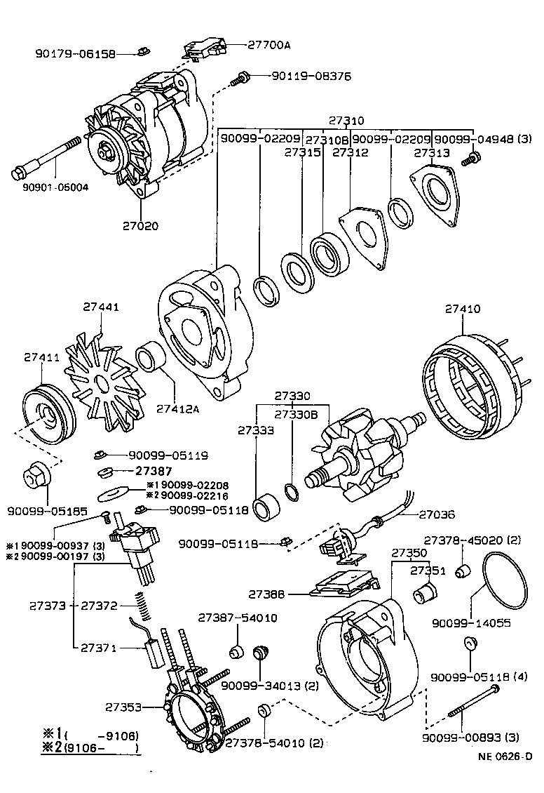 Toyota Coronact170-aepes - Tool-engine-fuel - Alternator 