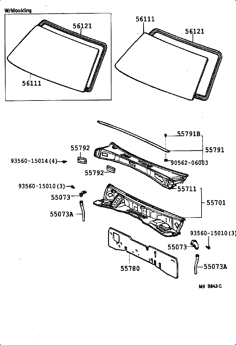  LAND CRUISER VAN |  COWL PANEL WINDSHIELD GLASS