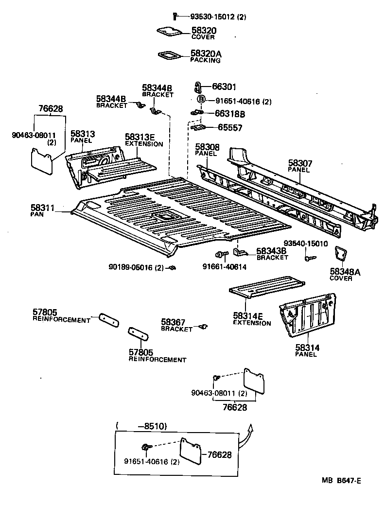  LAND CRUISER VAN |  REAR FLOOR PANEL REAR FLOOR MEMBER