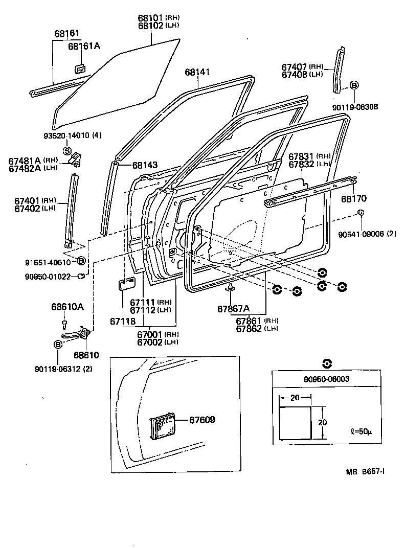  LAND CRUISER VAN |  FRONT DOOR PANEL GLASS