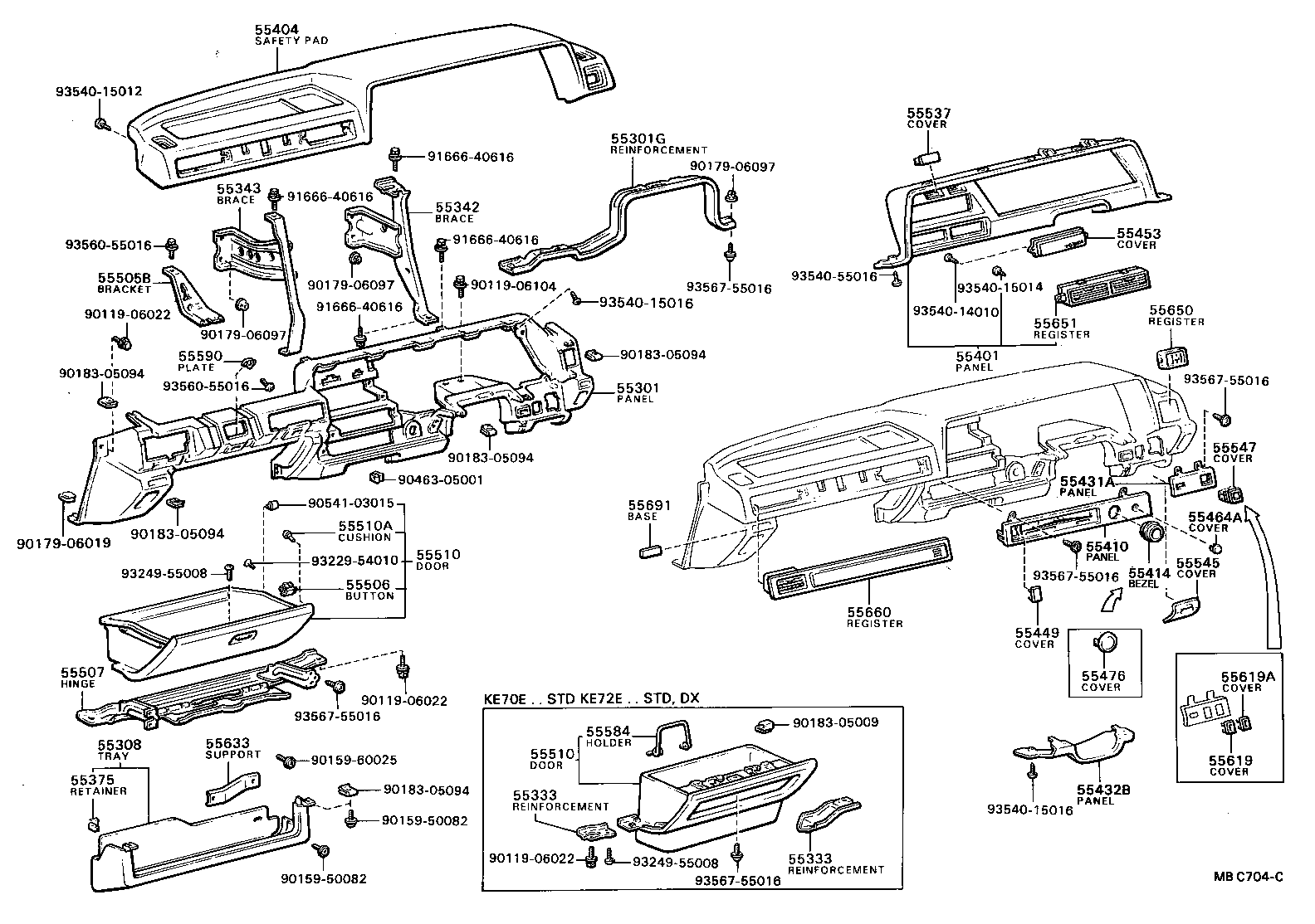  COROLLA |  INSTRUMENT PANEL GLOVE COMPARTMENT