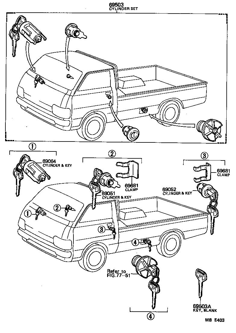  HIACE TRUCK |  LOCK CYLINDER SET