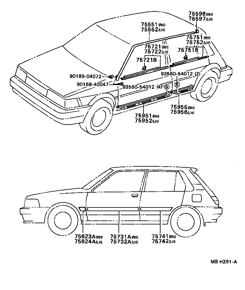 TOYOTA COROLLAAE82-EHMXE - BODY - SIDE MOULDING | Japan Parts EU