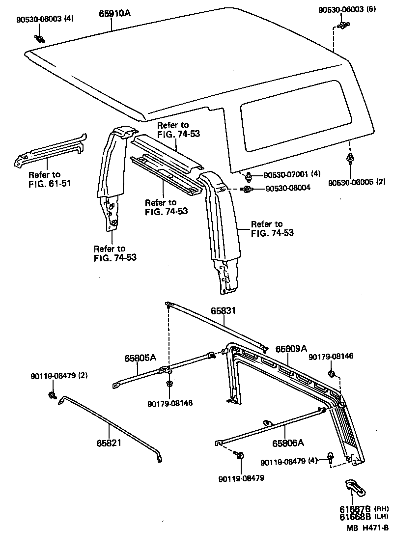  LAND CRUISER S T H T |  REAR BODY TOP CURTAIN ROOF PANEL
