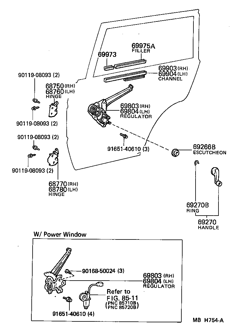  LAND CRUISER VAN |  REAR DOOR WINDOW REGULATOR HINGE