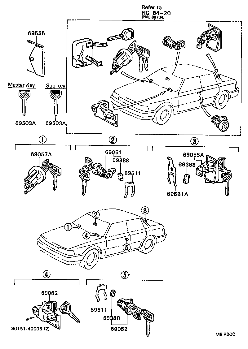  CAMRY VISTA |  LOCK CYLINDER SET