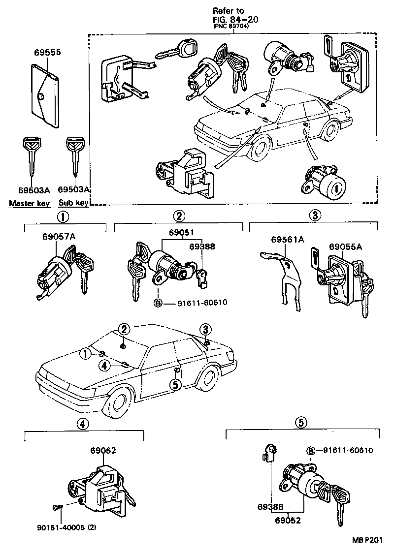  CAMRY VISTA |  LOCK CYLINDER SET